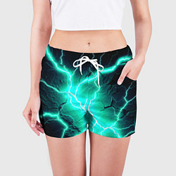 Шорты женские Color light blue black, цвет: 3D-принт — фото 2