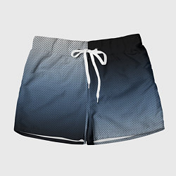 Шорты женские Чёрно-синий текстурированный градиент пополам, цвет: 3D-принт