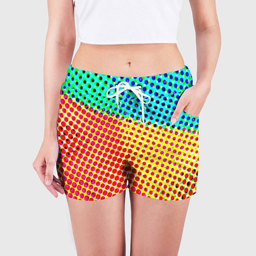 Женские шорты Яркий разноцветный паттерн в горошек / 3D-принт – фото 3