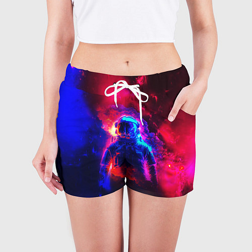 Женские шорты Космонавт в пламени / 3D-принт – фото 3