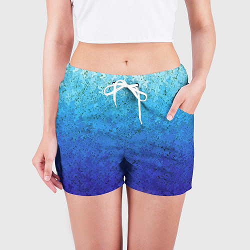 Женские шорты Сине-голубой градиент текстура / 3D-принт – фото 3