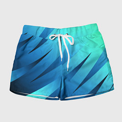 Шорты женские Сине-голубой абстрактные полосы, цвет: 3D-принт