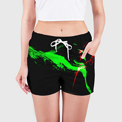 Шорты женские Color black green red, цвет: 3D-принт — фото 2