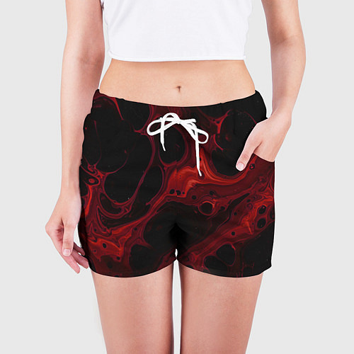 Женские шорты Черно-красная размытая абстракция / 3D-принт – фото 3