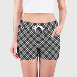 Шорты женские Косая черно белая клетка, цвет: 3D-принт — фото 2