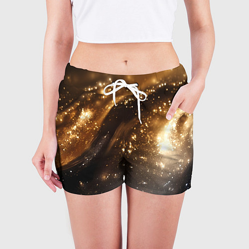Женские шорты Блестящая текстура кофейного цвета / 3D-принт – фото 3