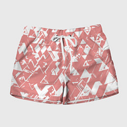 Шорты женские Розовый с белыми вставками абстрактный, цвет: 3D-принт