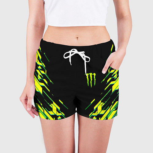 Женские шорты Monster energy кислотная геометрия / 3D-принт – фото 3