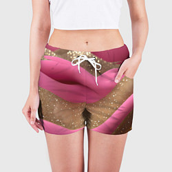 Шорты женские Кофейно-розовая блестящая текстура, цвет: 3D-принт — фото 2