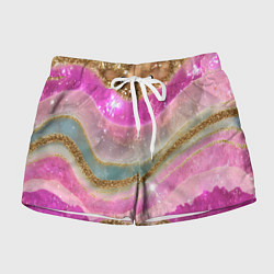 Шорты женские Фиолетово-розовая текстура с блестками, цвет: 3D-принт