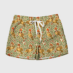 Женские шорты Птицы сирин на ветках