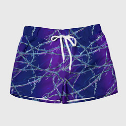 Женские шорты Проволока на сине-фиолетовом фоне - абстрактная те