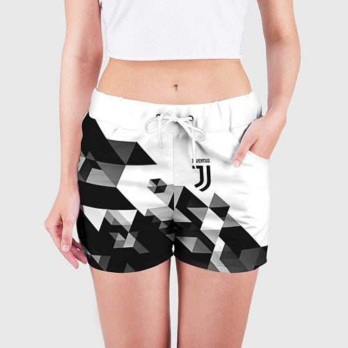 Женские шорты Juventus geometry black / 3D-принт – фото 3