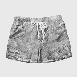 Женские шорты Черепа динозавров - эскиз