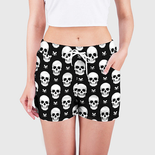 Женские шорты Черепной фон / 3D-принт – фото 3