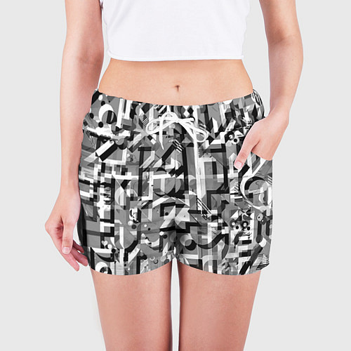 Женские шорты Серый объёмный эффект / 3D-принт – фото 3