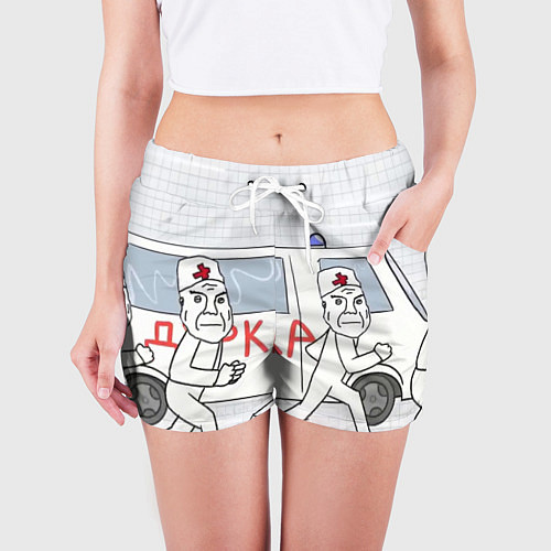 Женские шорты Дурка мем скорая / 3D-принт – фото 3