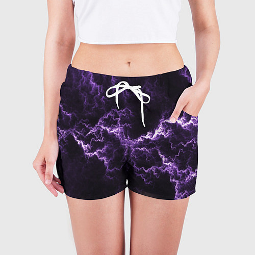 Женские шорты Lightning purple flicker / 3D-принт – фото 3