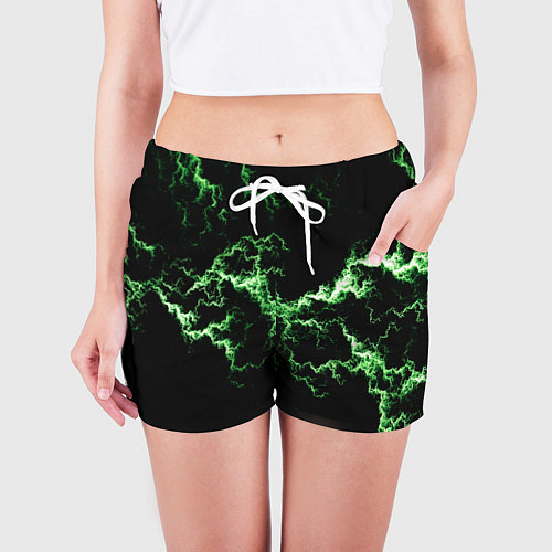 Женские шорты Lightning green glow / 3D-принт – фото 3