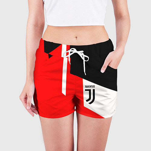 Женские шорты Juventus sport geometry / 3D-принт – фото 3