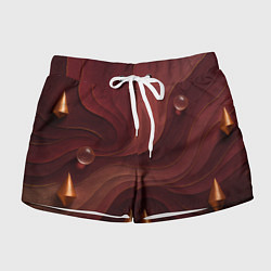 Женские шорты Темно-бордовый волнистый узор
