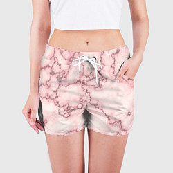 Шорты женские Розовая абстракция с мраморной текстурой и блеском, цвет: 3D-принт — фото 2