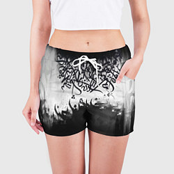 Шорты женские Гранж каллиграфия, цвет: 3D-принт — фото 2