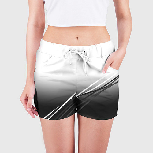 Женские шорты Градиент с полосами из белого в тёмный / 3D-принт – фото 3