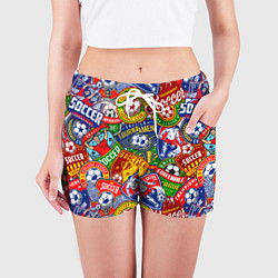 Шорты женские Футбольные лиги паттерн, цвет: 3D-принт — фото 2