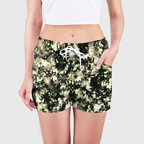 Женские шорты Пятнистый чёрно-бежевый / 3D-принт – фото 3