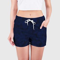 Шорты женские Туманный чёрно-синий пятнистый, цвет: 3D-принт — фото 2