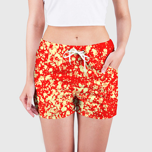 Женские шорты Пятнистый красно-жёлтый / 3D-принт – фото 3