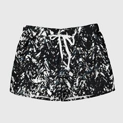 Шорты женские Искажённый пёстрый чёрно-белый, цвет: 3D-принт