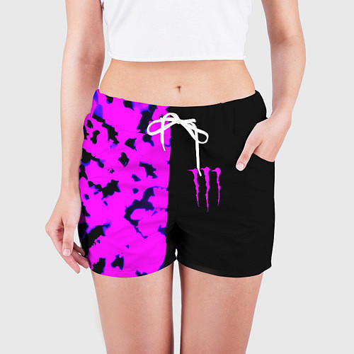 Женские шорты Monster energy neon camo / 3D-принт – фото 3