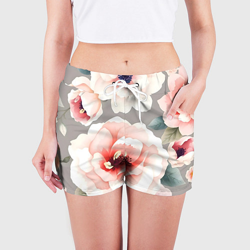 Женские шорты Нежные цветы / 3D-принт – фото 3