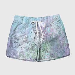 Шорты женские Скетч японские дорамы, цвет: 3D-принт