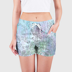 Шорты женские Скетч японские дорамы, цвет: 3D-принт — фото 2