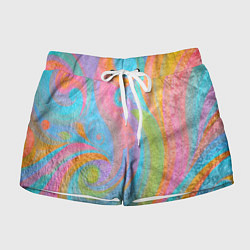 Женские шорты Абстракция - multicolored curves