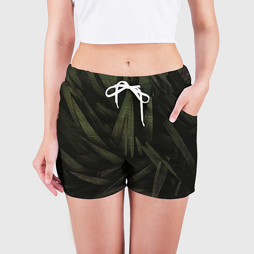 Женские шорты Абстракция - green triangles / 3D-принт – фото 3