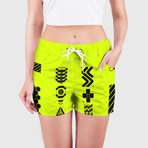 Женские шорты Кибер текстура - ядовитая / 3D-принт – фото 3