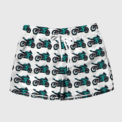 Шорты женские Motorbike light blue, цвет: 3D-принт