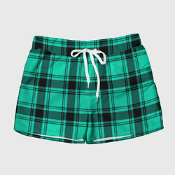 Шорты женские Checkered turquoise, цвет: 3D-принт