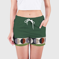 Шорты женские Луна Малевича сосновый зеленый, цвет: 3D-принт — фото 2