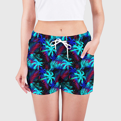 Женские шорты Palm blue light blue / 3D-принт – фото 3