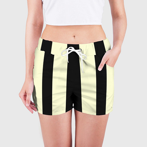 Женские шорты Color black beige line / 3D-принт – фото 3