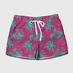Шорты женские Palm pink light blue, цвет: 3D-принт