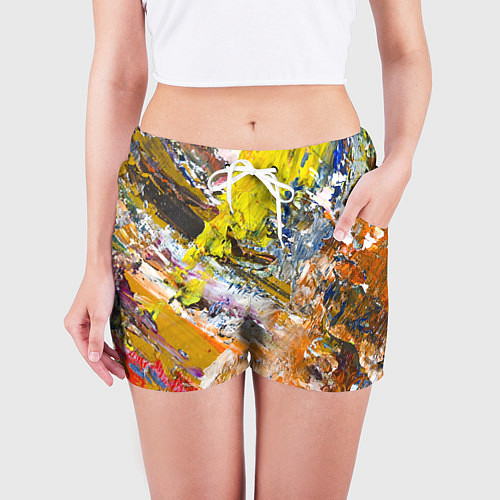 Женские шорты Живая Абстракция: Поток Цветов и Форм в Постоянном / 3D-принт – фото 3