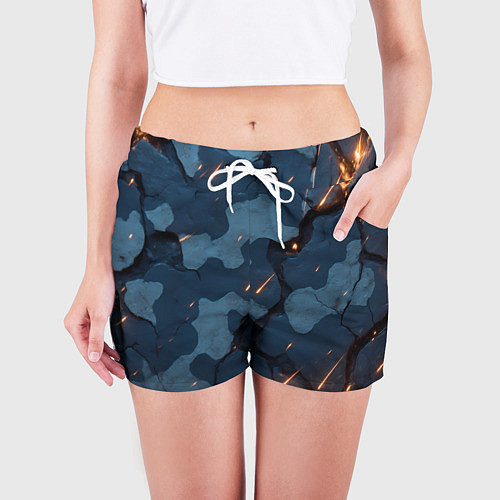 Женские шорты Камуфляжные плиты текстура / 3D-принт – фото 3