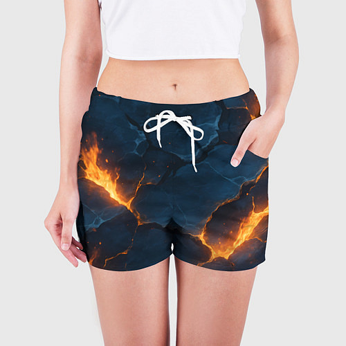 Женские шорты Разлом плит с огнем / 3D-принт – фото 3