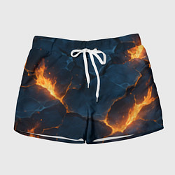 Шорты женские Разлом плит с огнем, цвет: 3D-принт
